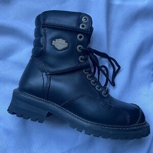 Harley-Davidson Women's Black Lace Up/Side Zip Riding Boots, Sz 6.5, Style 84053